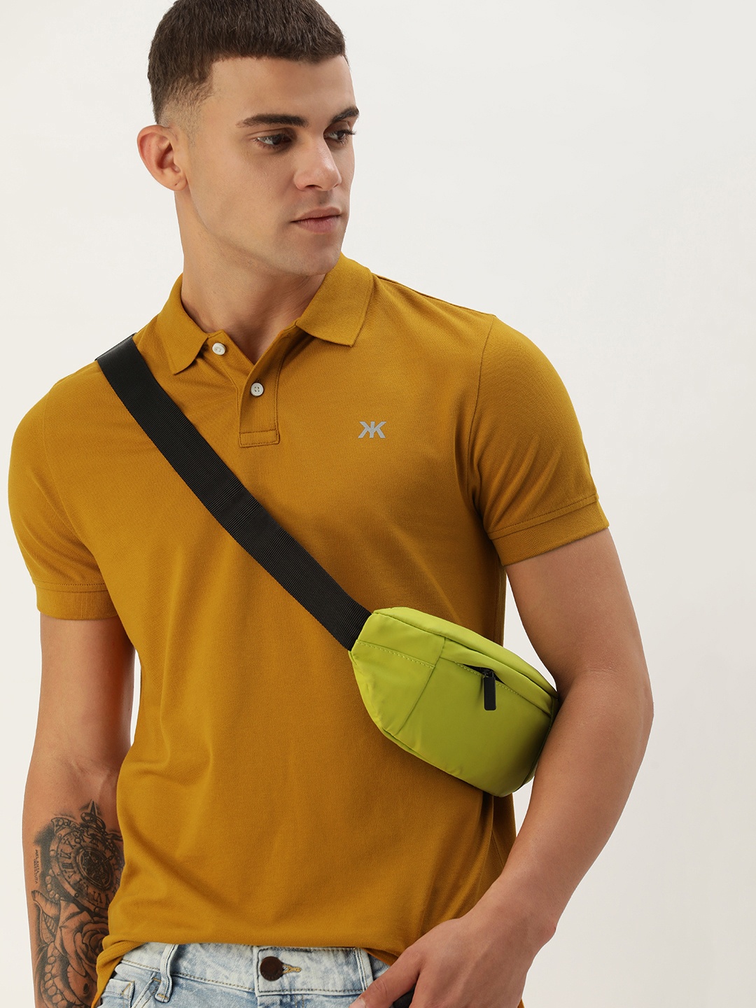 

Kook N Keech Men Solid Polo Collar Slim Fit T-shirt, Mustard