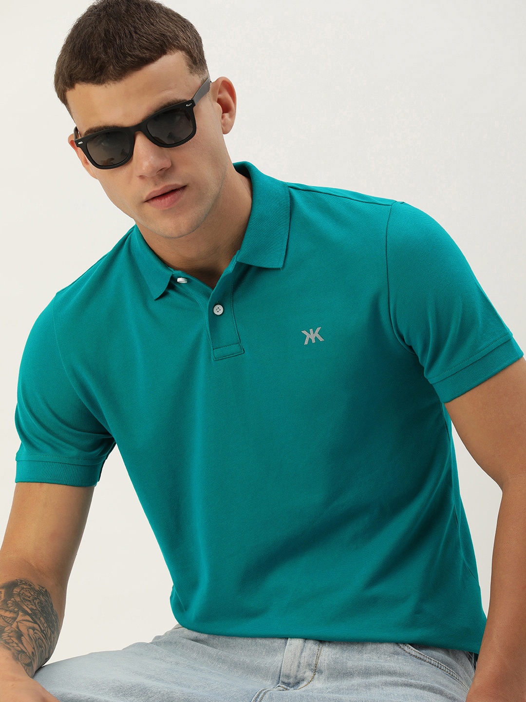 

Kook N Keech Men Solid Polo Collar Slim Fit T-shirt, Teal