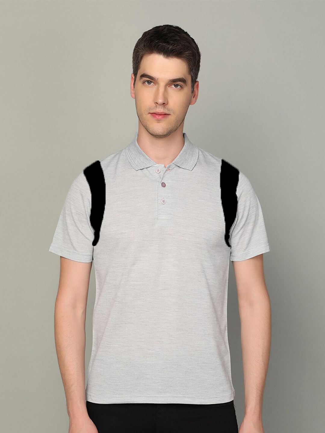 

INKKR Polo Collar Short Sleeves Cotton T-Shirt, Grey