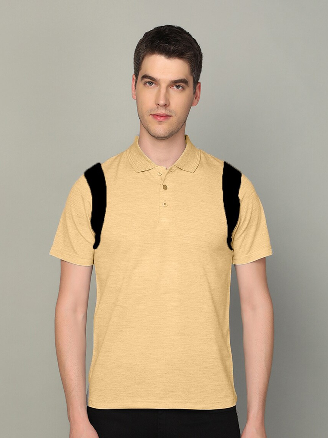 

INKKR Polo Collar Short Sleeves Cotton T-Shirt, Beige