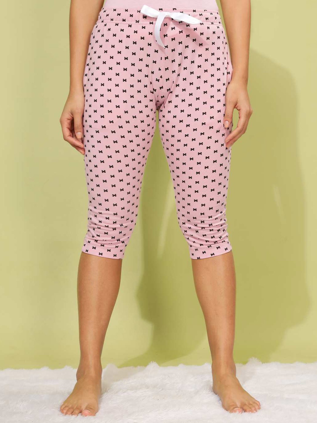 

Dollar Missy Women Printed Pure Cotton Lounge Capris, Pink