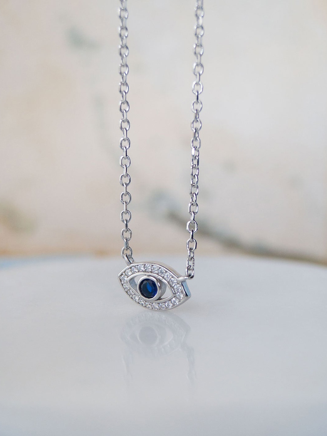 

MANNASH Rhodium Plated CZ Studded Sterling Silver Minimal Chain