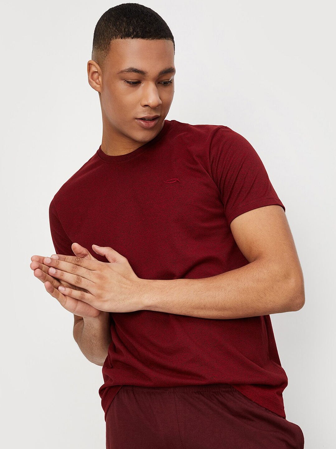 

max Round Neck Cotton Lounge Tshirts, Red