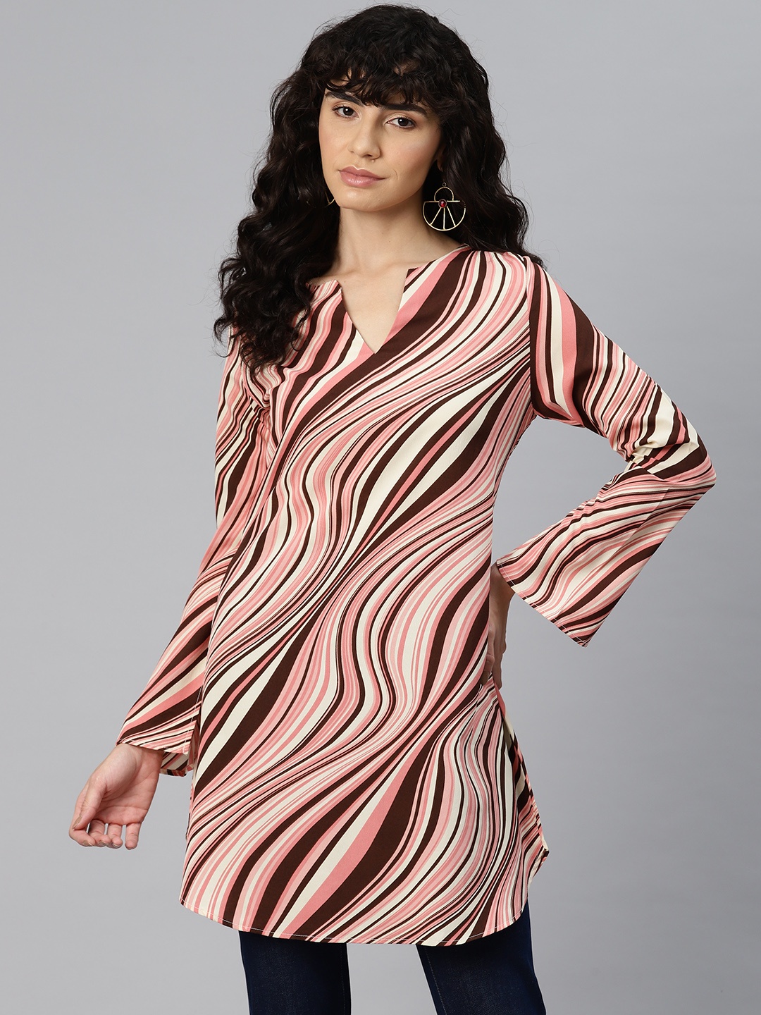 

Ives Abstract Print Longline Top, Pink