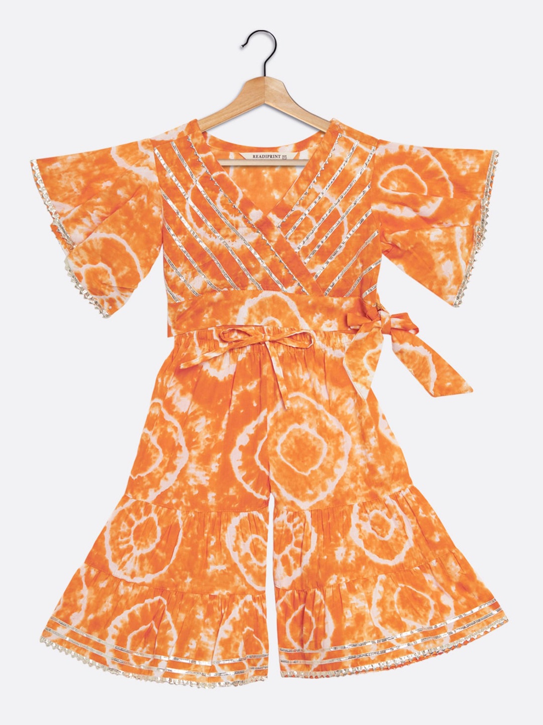 

Readiprint Tie & Dyed Top & Sharara Clothing Set, Orange