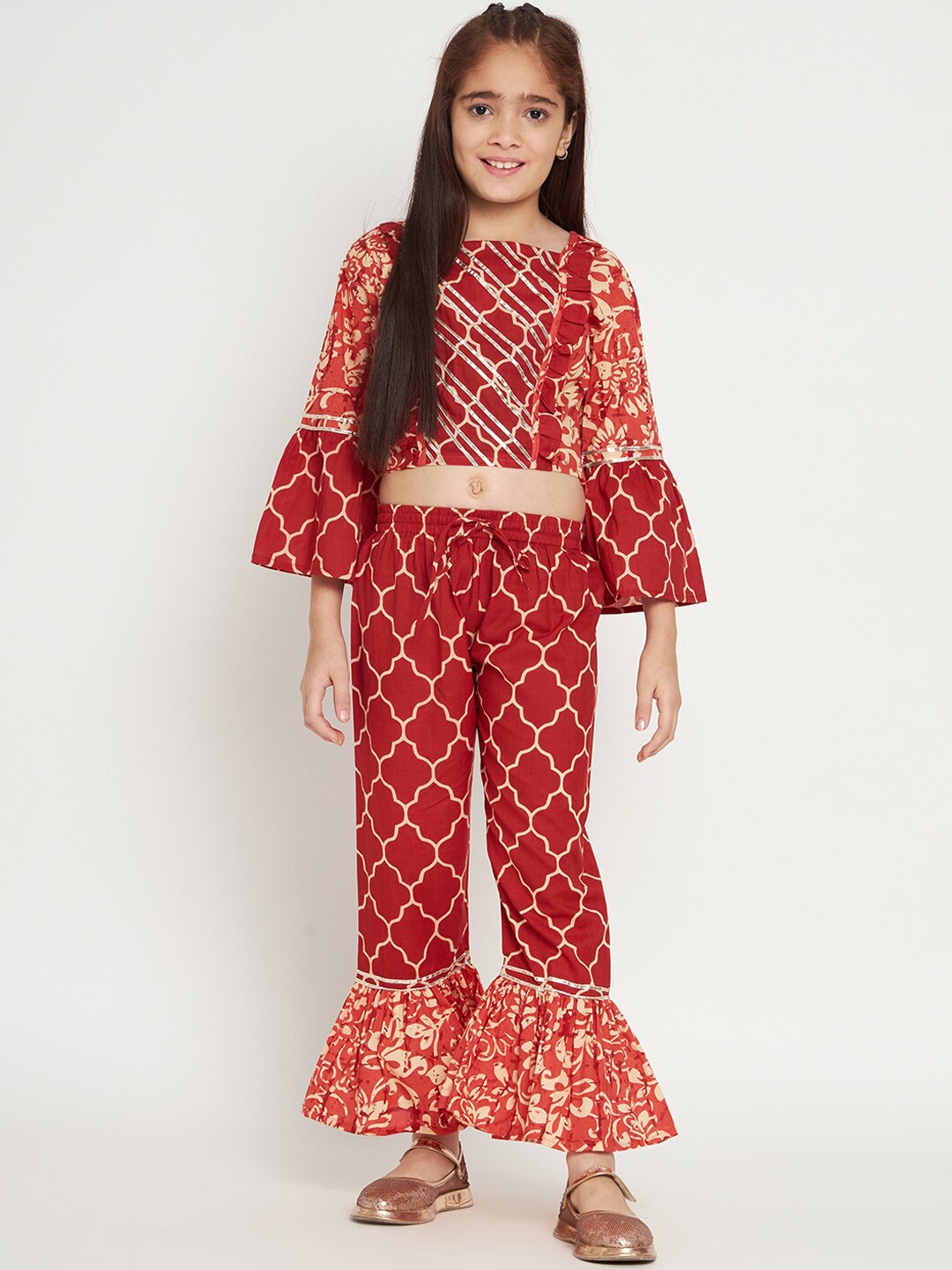

Readiprint Printed Top & Sharara, Red