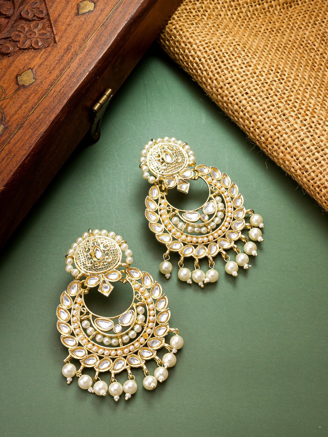 

aadita Gold-Plated Crescent Shaped Chandbalis