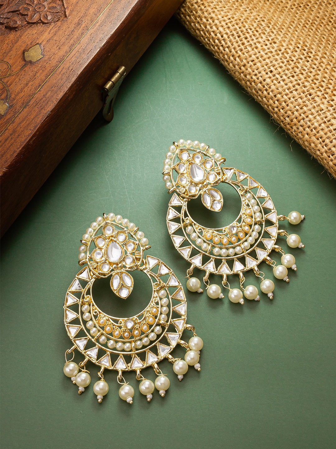 

aadita Gold-Plated Crescent Shaped Chandbalis