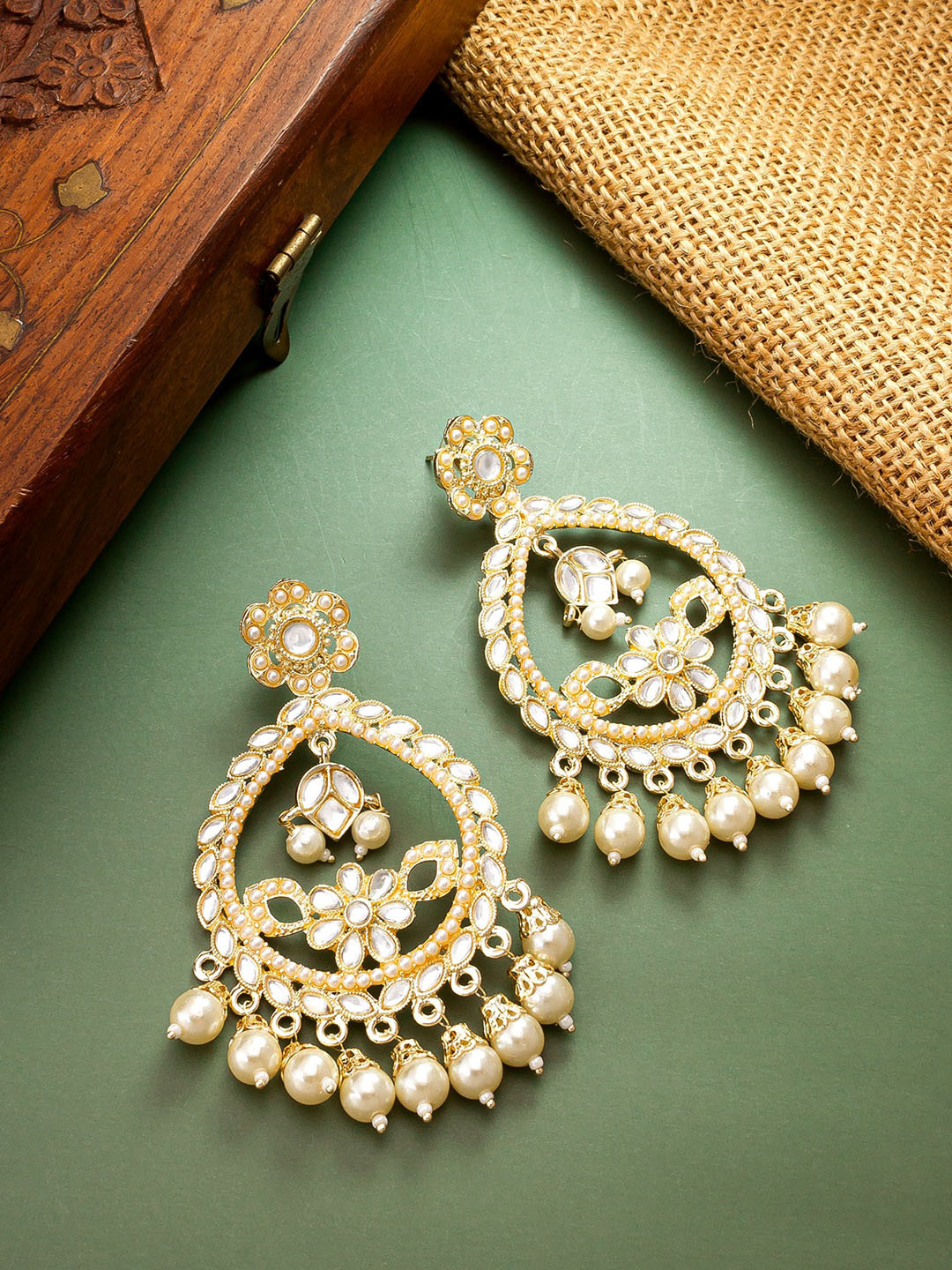 

aadita Gold-Plated Spherical Pearl Chandbali