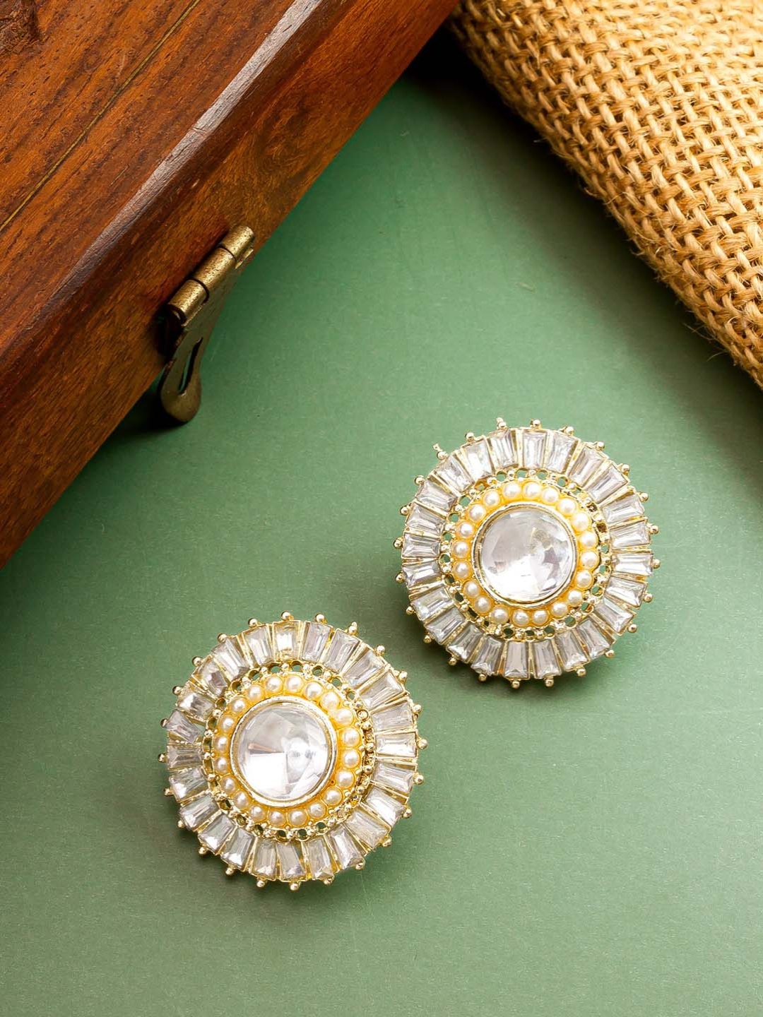

aadita Gold-Plated Spherical Studs Earrings