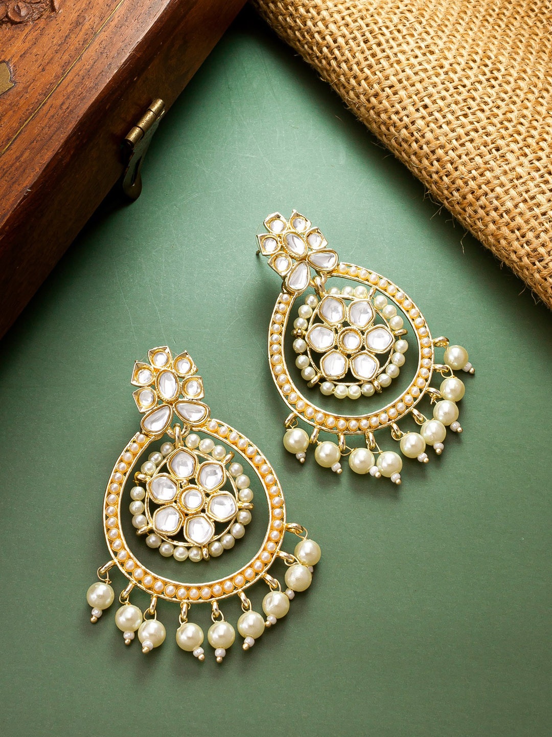

aadita Gold-Plated Spherical Pearl Chandbali