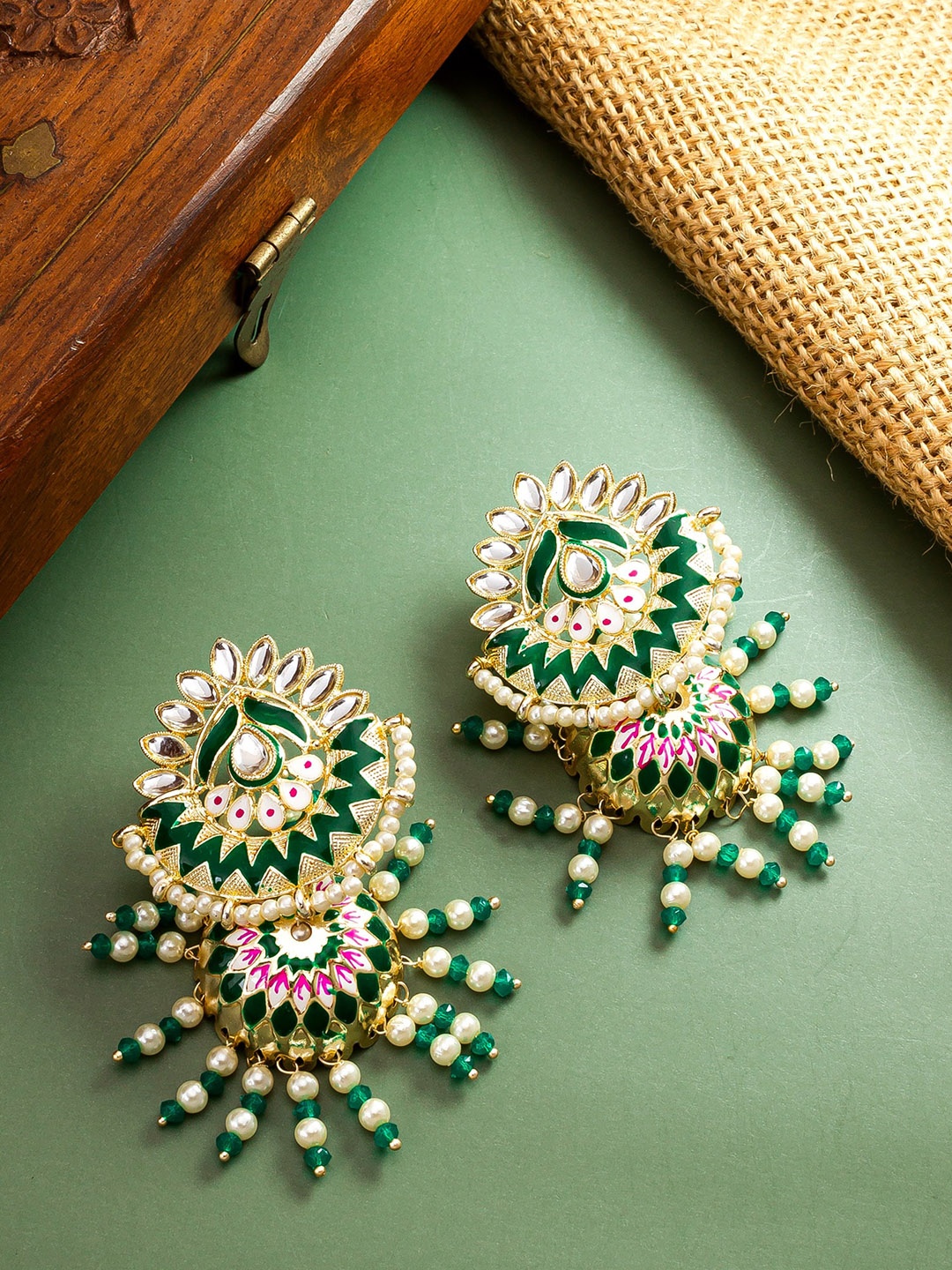

aadita Gold-Plated Pearl Chandbali