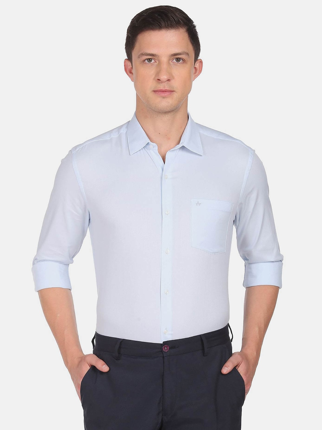 

Arrow Spread Collar Slim Fit Opaque Casual Shirt, Blue