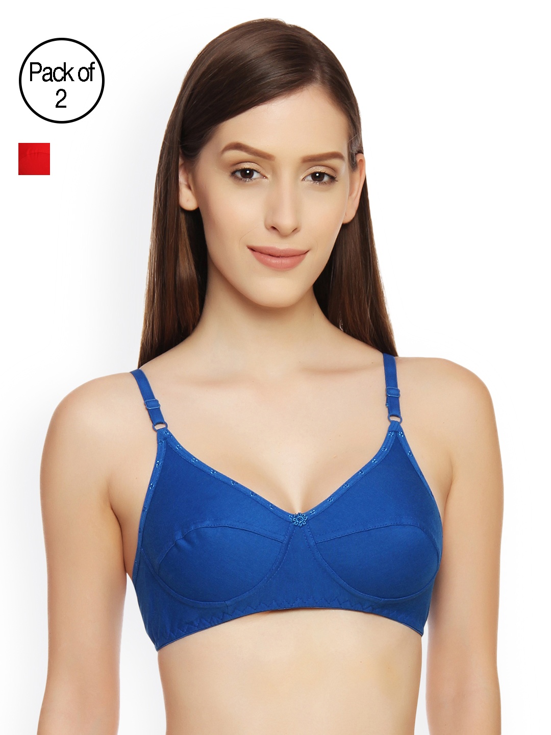 

Innocence Pack of 2 Non-Wired Non-Padded Printed Everyday Bras BBAPLIN47789_40, Blue