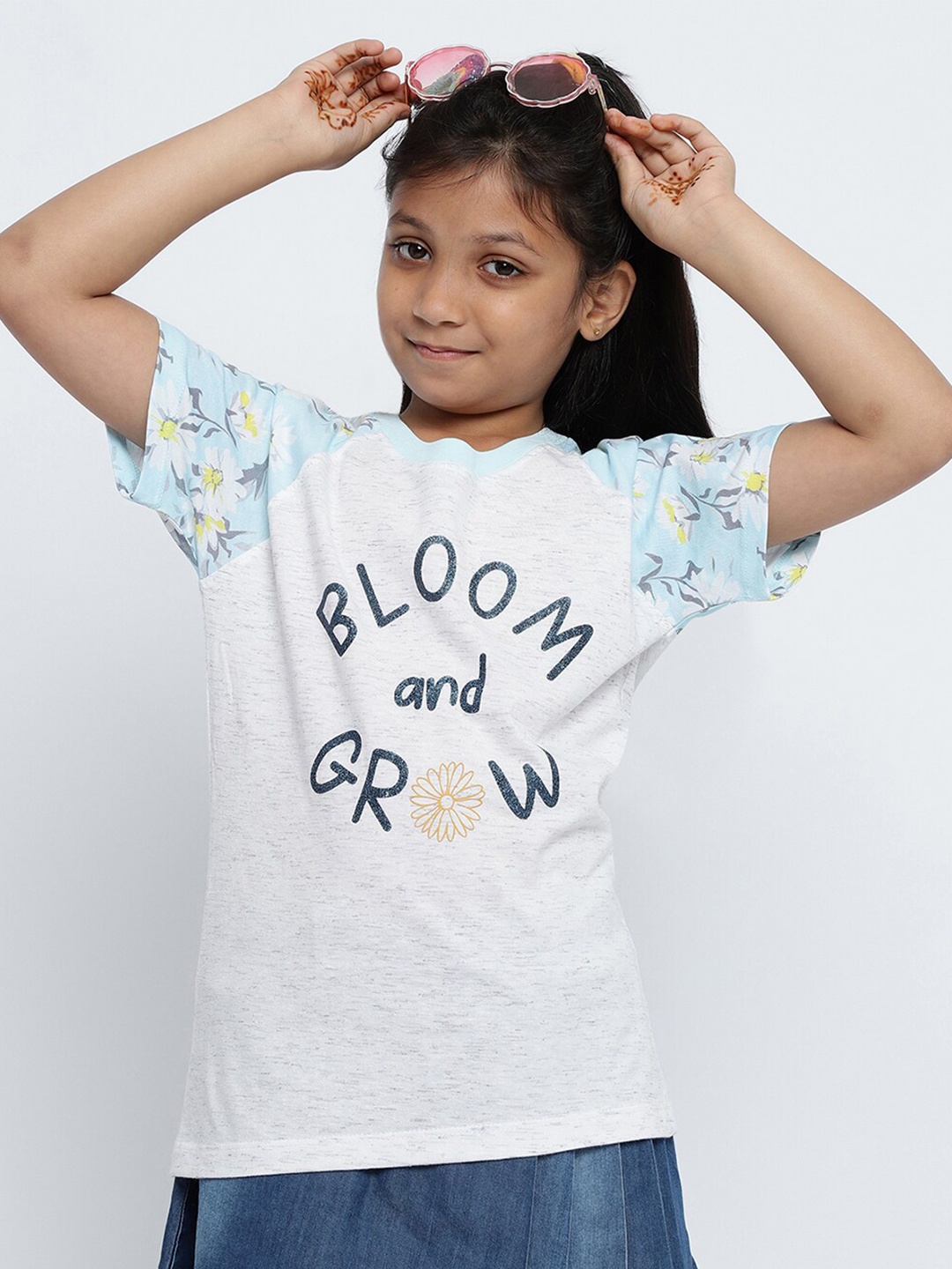 

METTLE Girls Typography Printed Cotton T-shirt, White