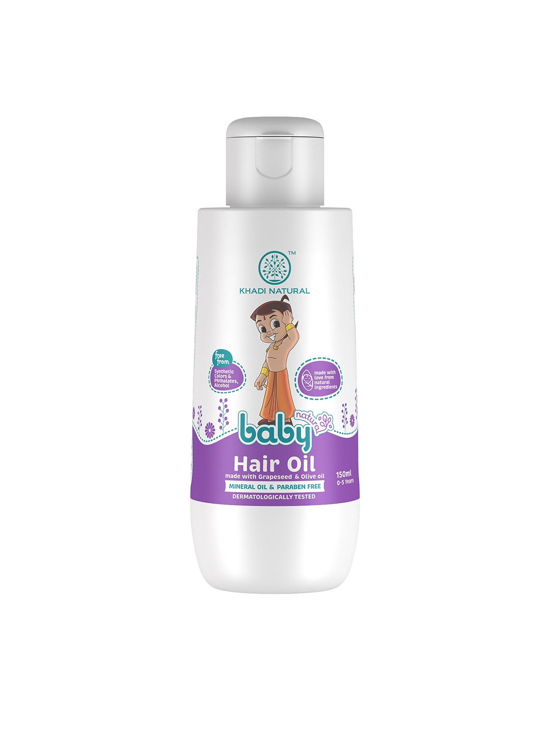 

Khadi Natural Baby Hair Oil with Grapeseed & Olive Oil - 150 ml, White