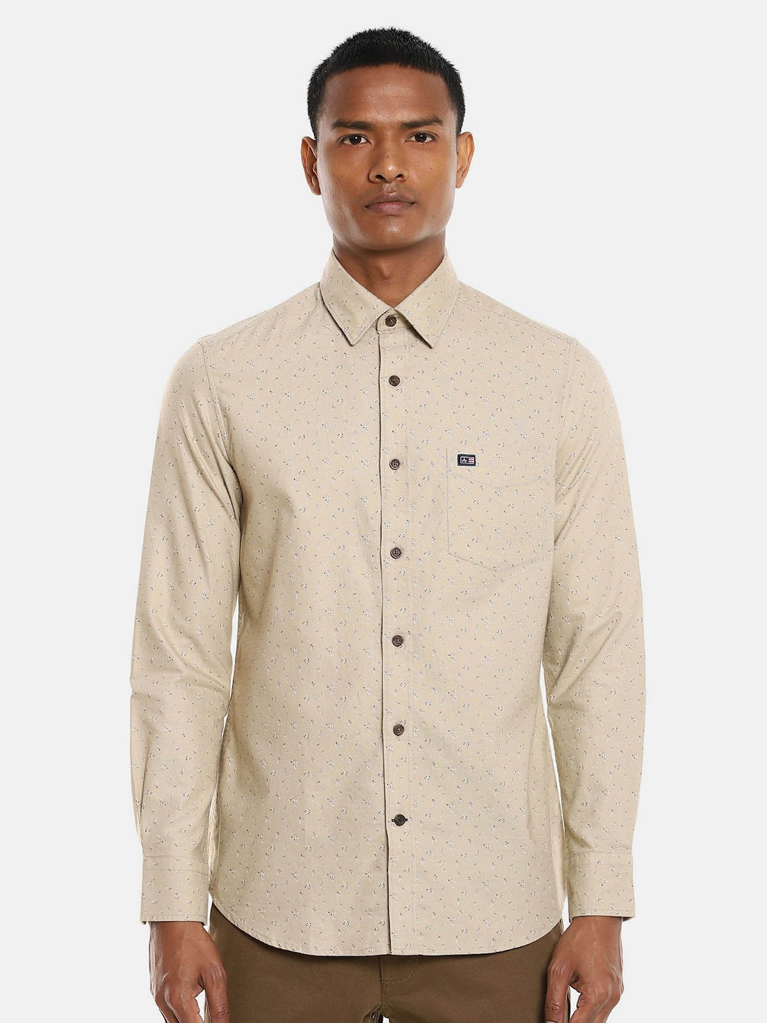

Arrow Sport Opaque Printed Regular Fit Cotton Casual Shirt, Beige