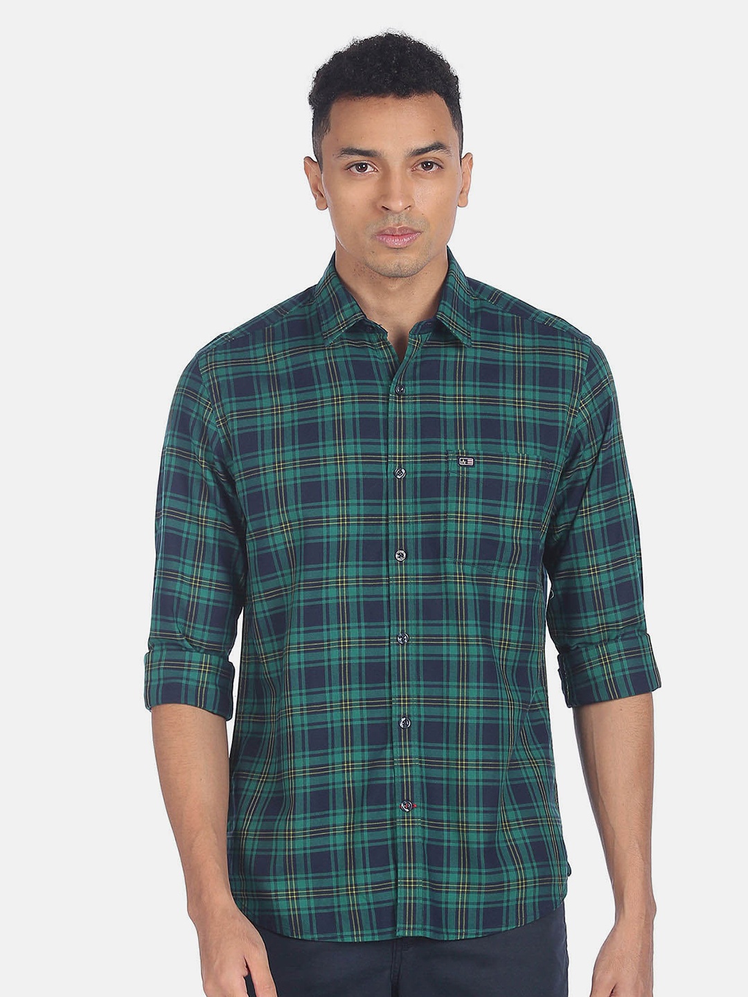 

Arrow Sport Tartan Checked Pure Cotton Casual Shirt, Green
