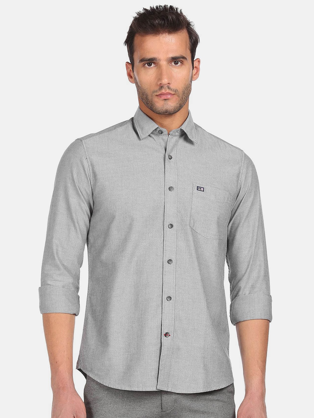 

Arrow Sport Slim Fit Chambray Cotton Casual Shirt, Grey