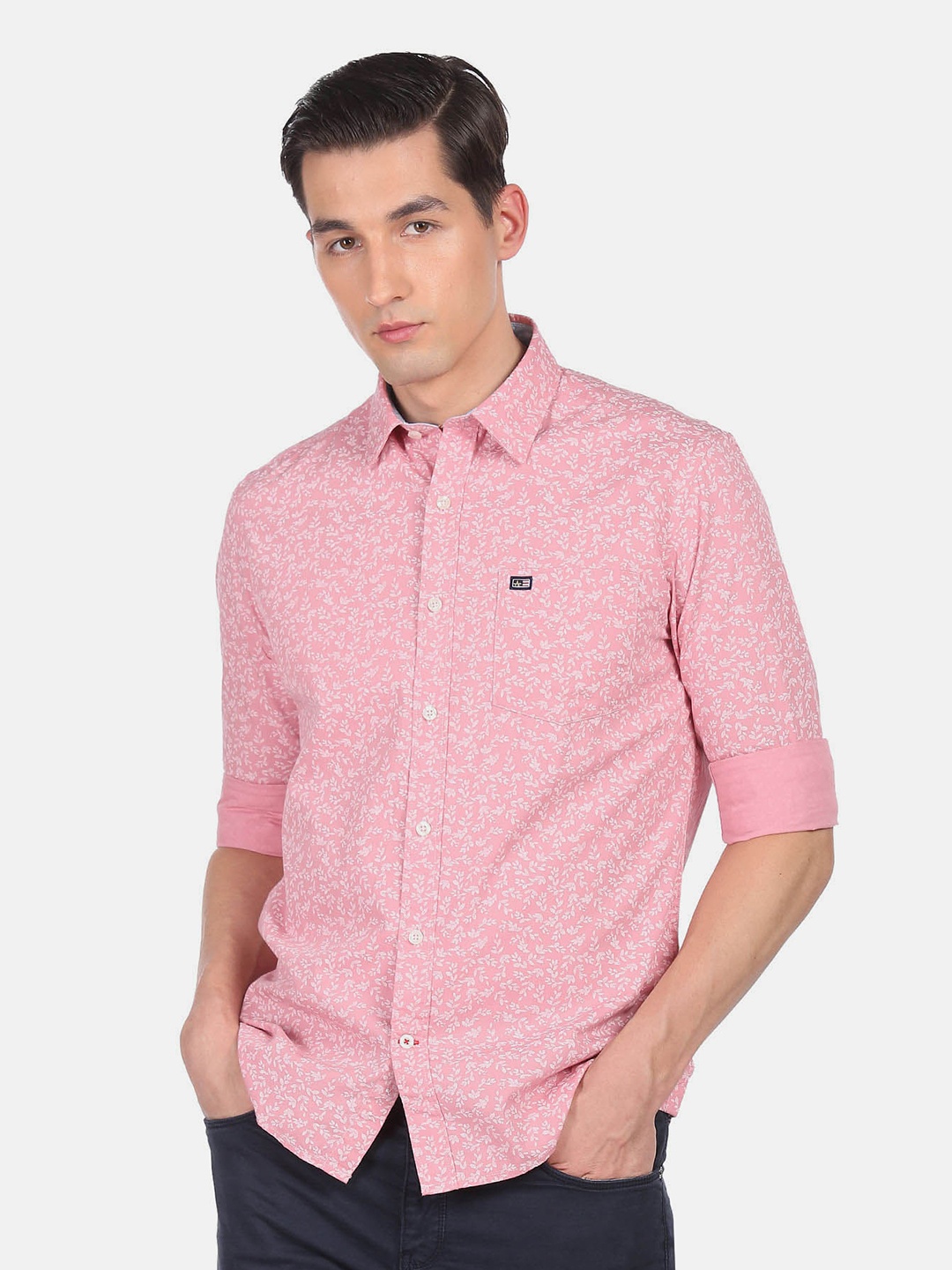 

Arrow Sport Men Slim Fit Floral Printed Pure Cotton Casual Shirt, Pink