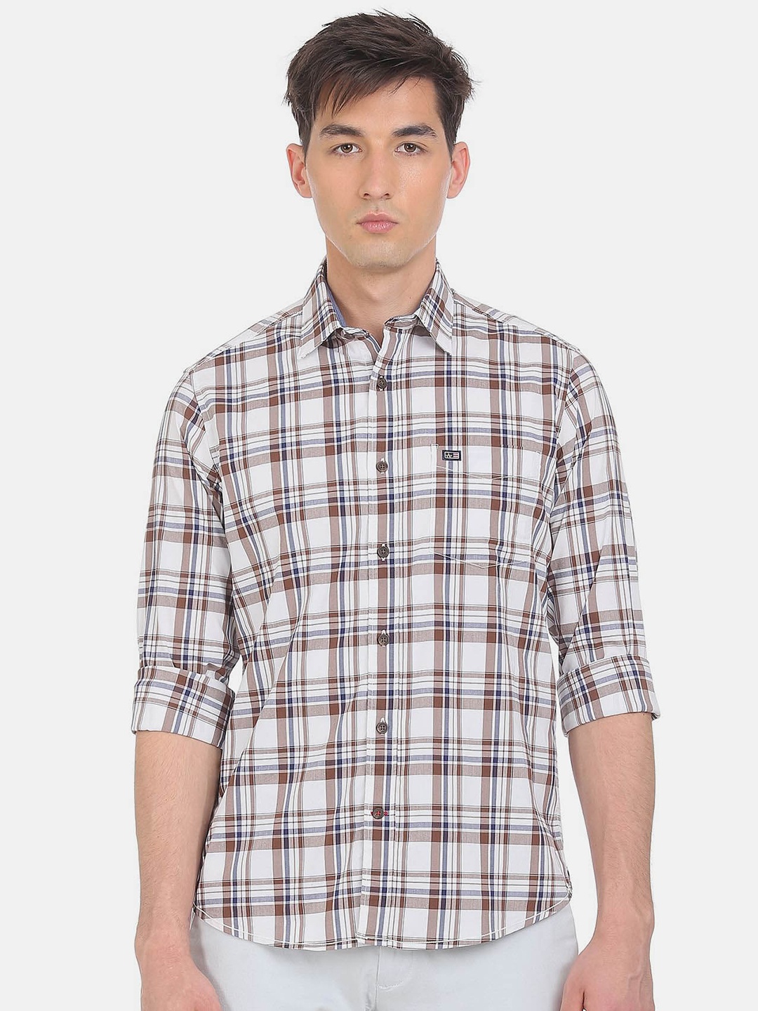 

Arrow Sport Slim Fit Tartan Checked Casual Shirt, Brown