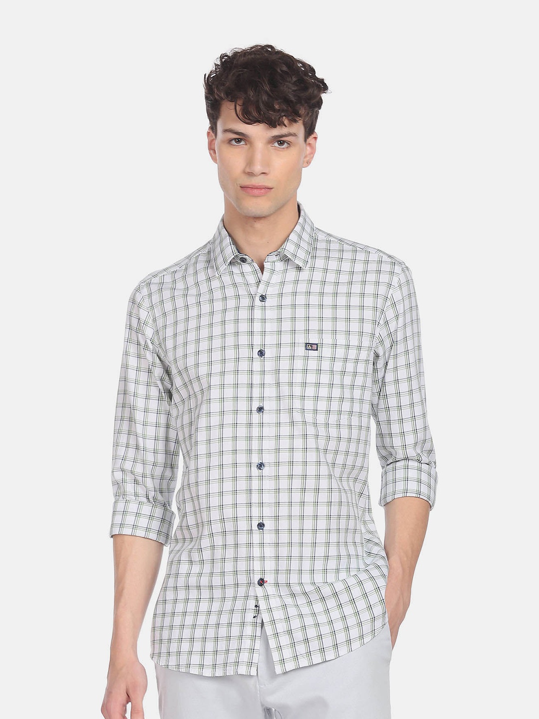 

Arrow Sport Tartan Checks Pure Cotton Casual Shirt, White