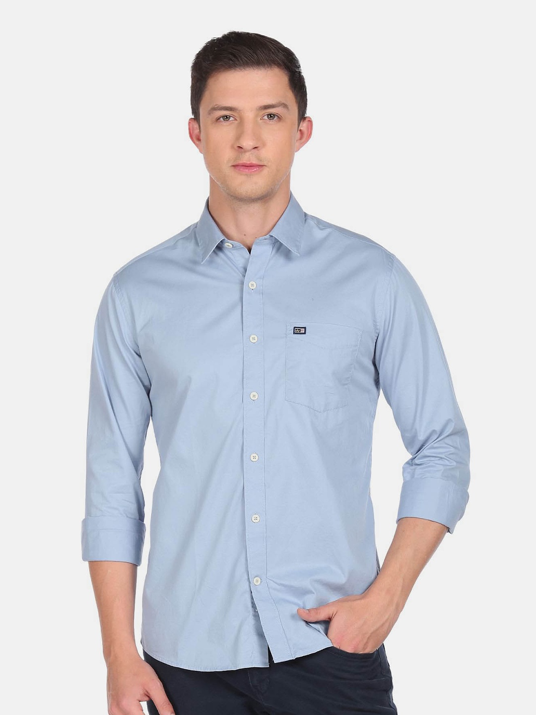

Arrow Sport Spread Collar Slim Fit Pure Cotton Casual Shirt, Blue