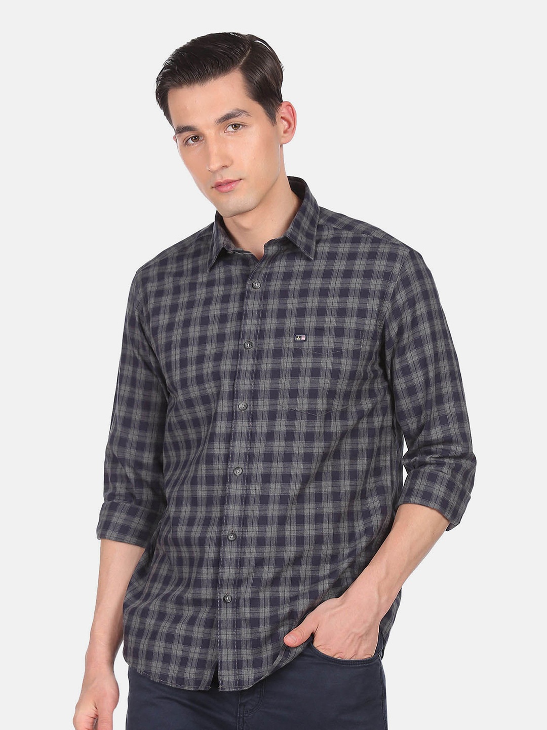 

Arrow Sport Checked Slim Fit Casual Shirt, Grey