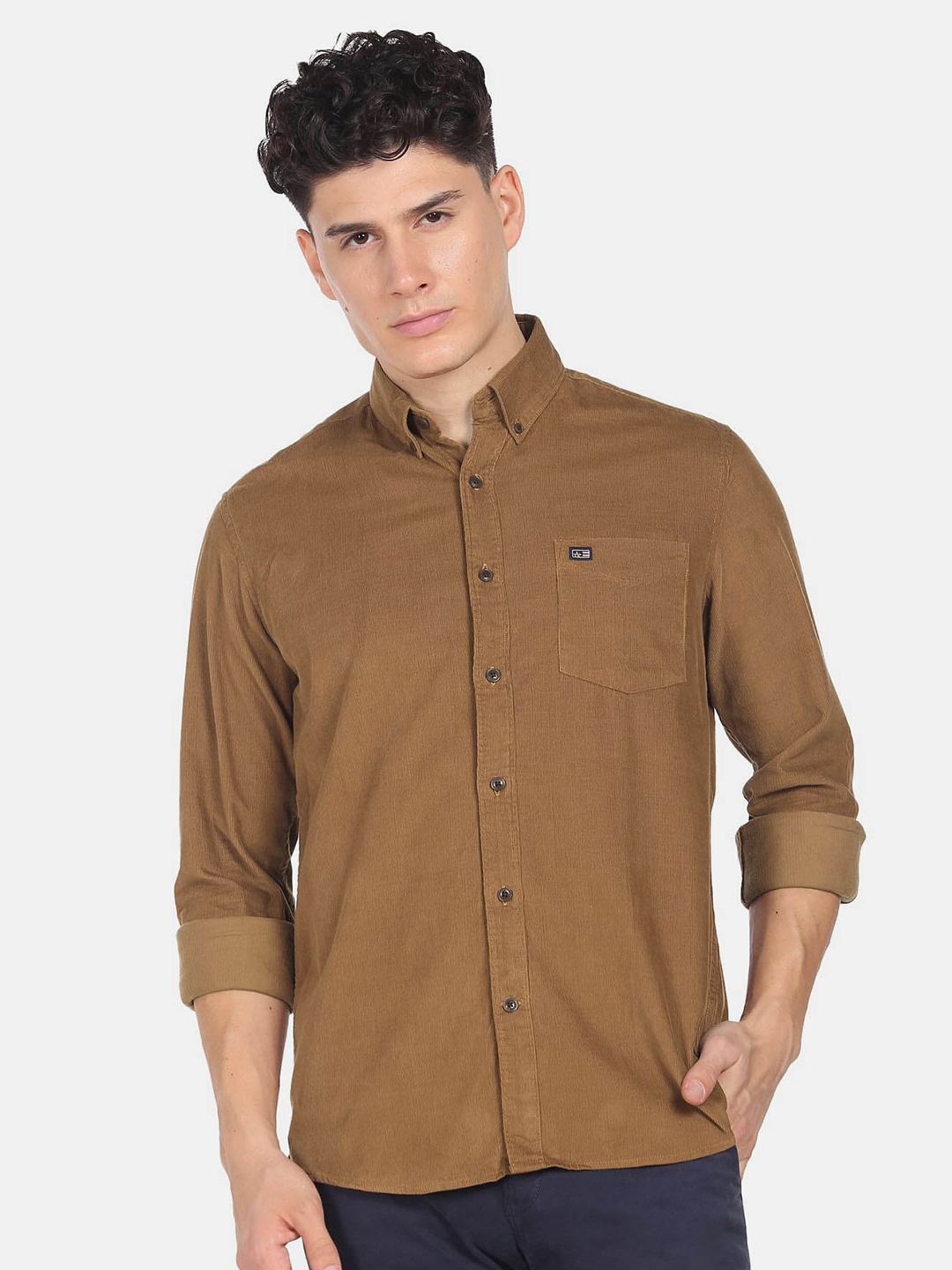 

Arrow Sport Slim Fit Button-Down Collar Pure Cotton Casual Shirt, Brown