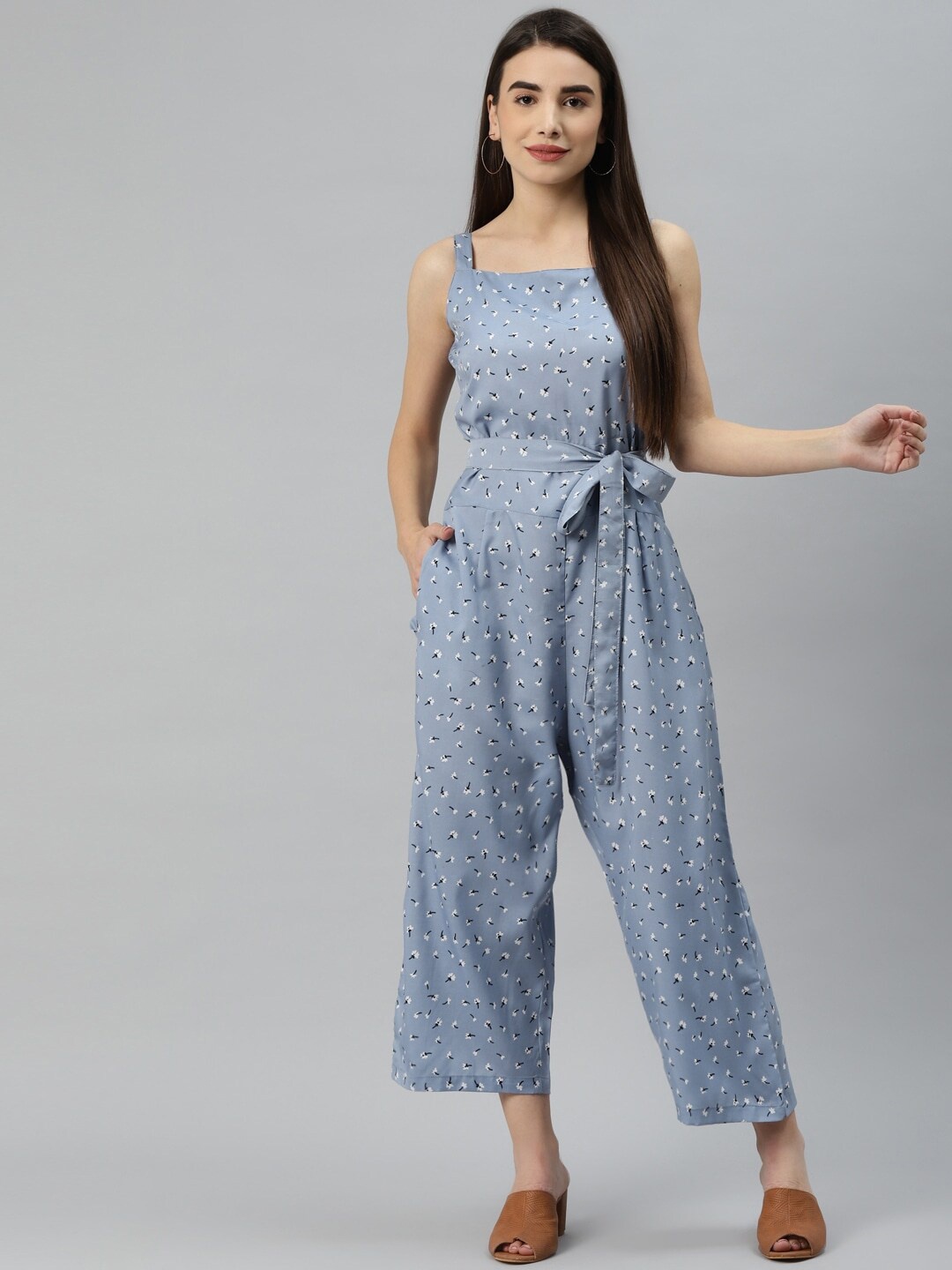 

Sleek Italia Printed Basic Jumpsuit, Grey