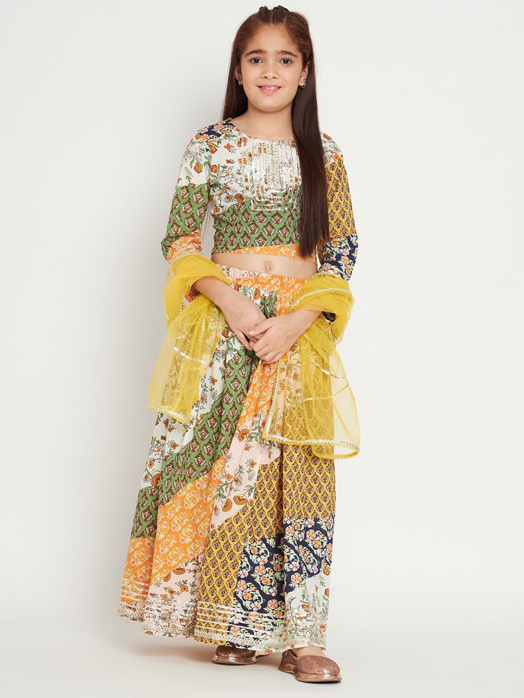 

Readiprint Girls Printed Ready to Wear Lehenga Choli With Dupatta, Green