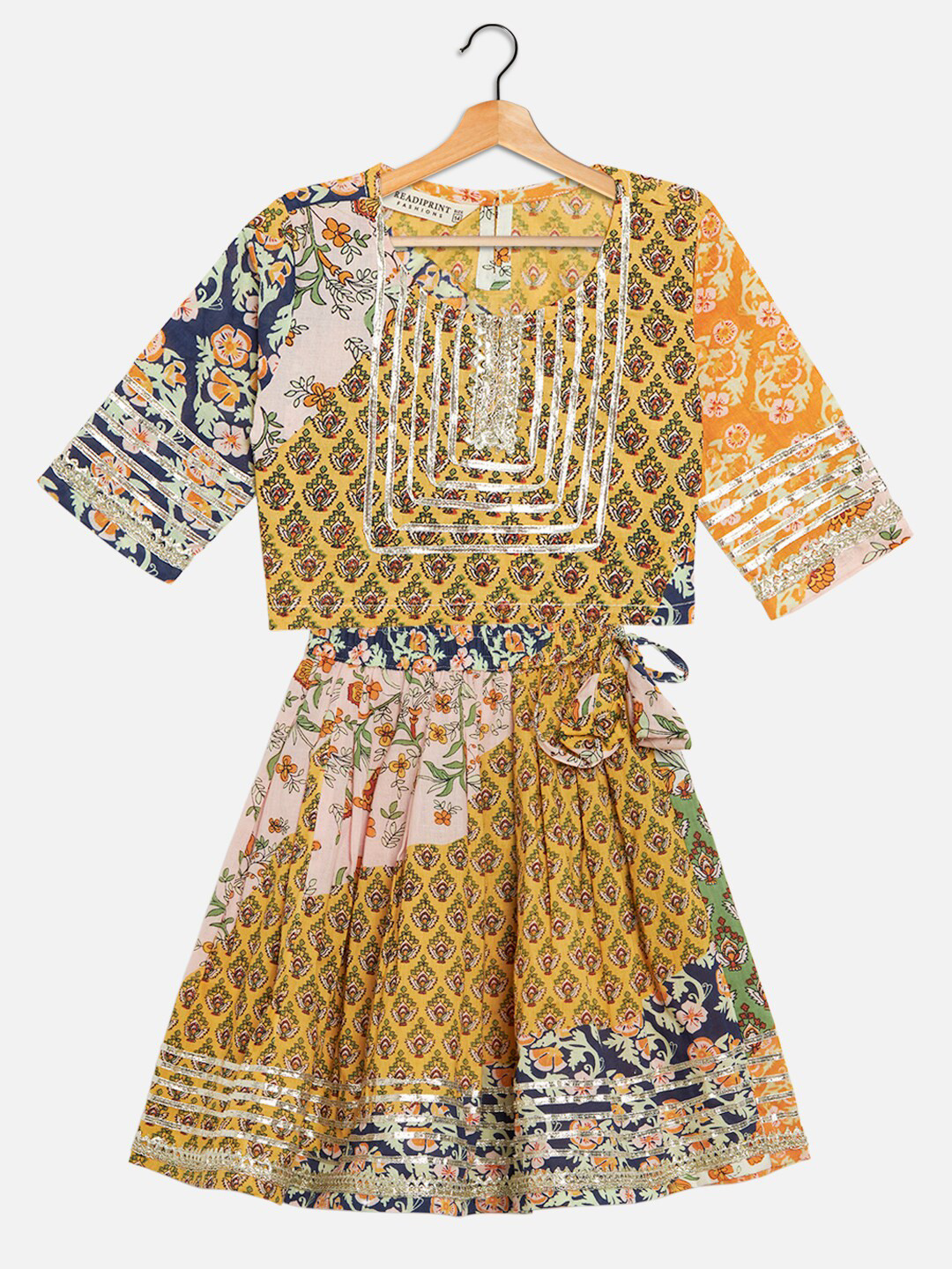 

Readiprint Girls Printed Ready to Wear Lehenga Choli With Dupatta, Navy blue