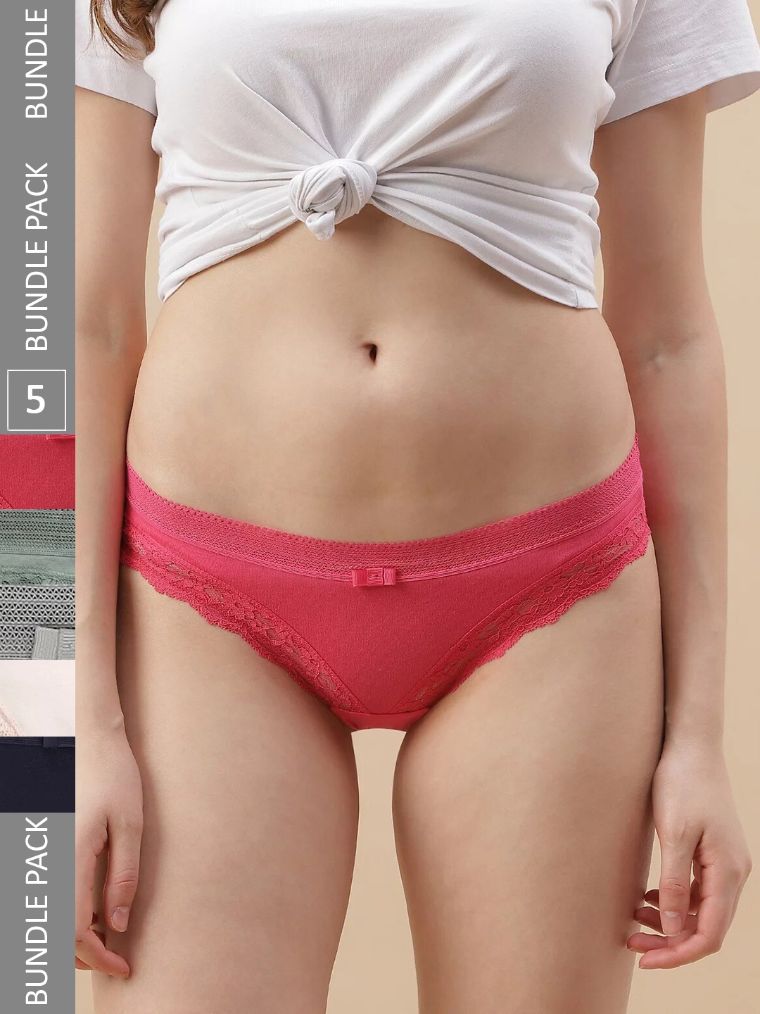 

Marks & Spencer Women Pack Of 5 Mid-Rise Basic Briefs T615178XGREY MIX, Grey
