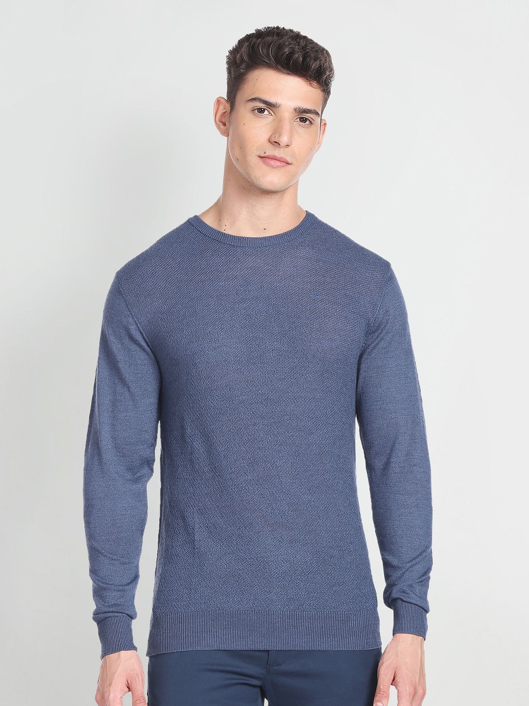 

Arrow Woollen Long Sleeves Pullover, Blue