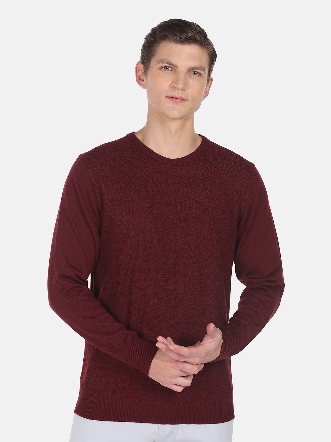 

Arrow Woollen Long Sleeves Pullover, Red