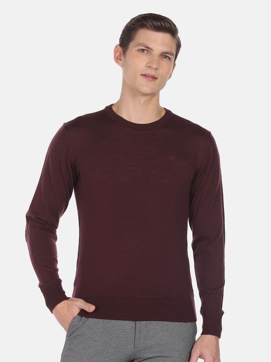 

Arrow Woollen Long Sleeves Pullover, Red