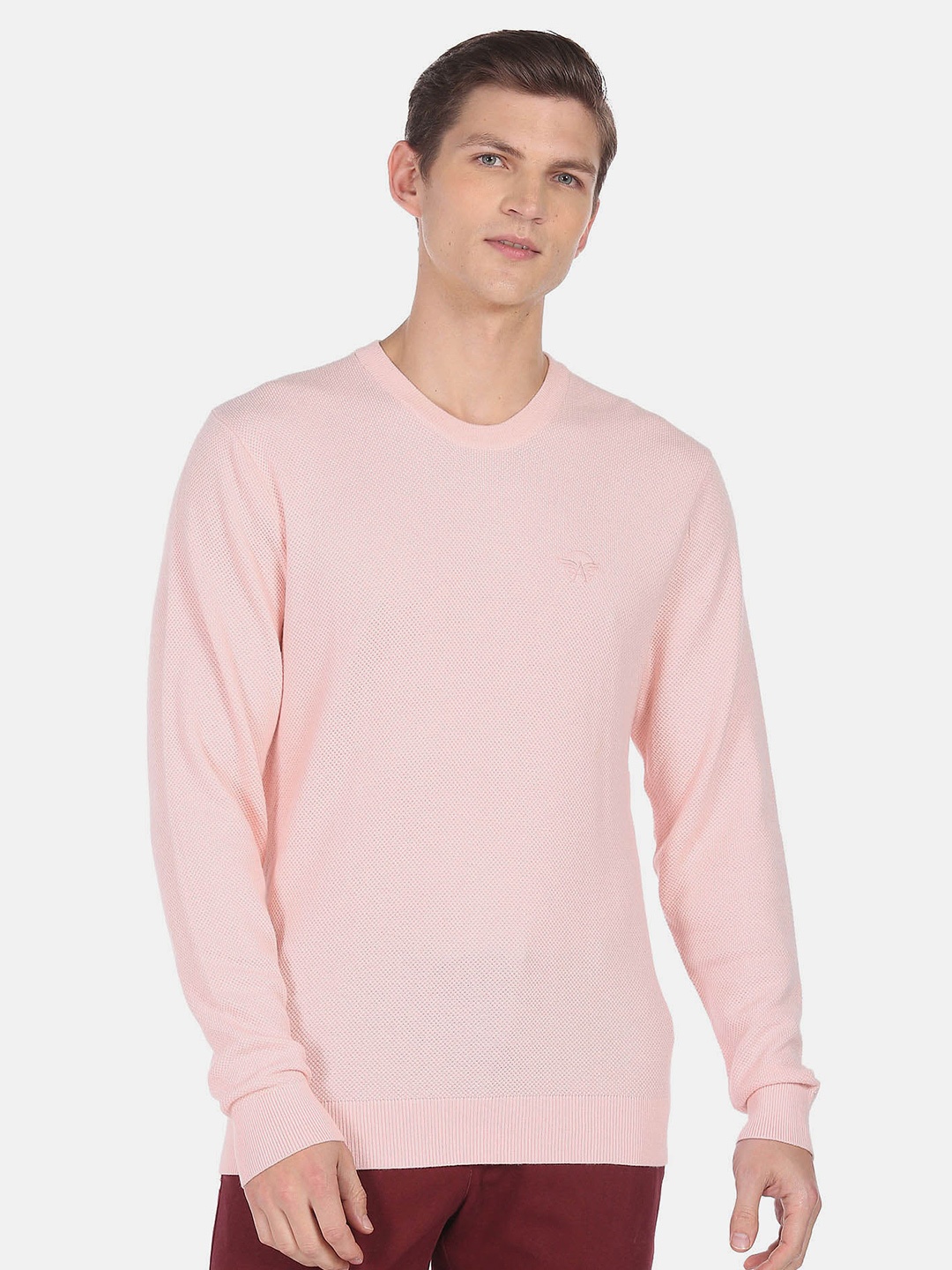 

Arrow Long Sleeves Cotton Cashmere Pullover, Pink