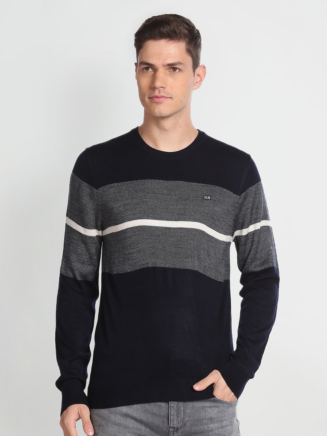 

Arrow Sport Long Sleeves Colourblocked Pullover, Blue