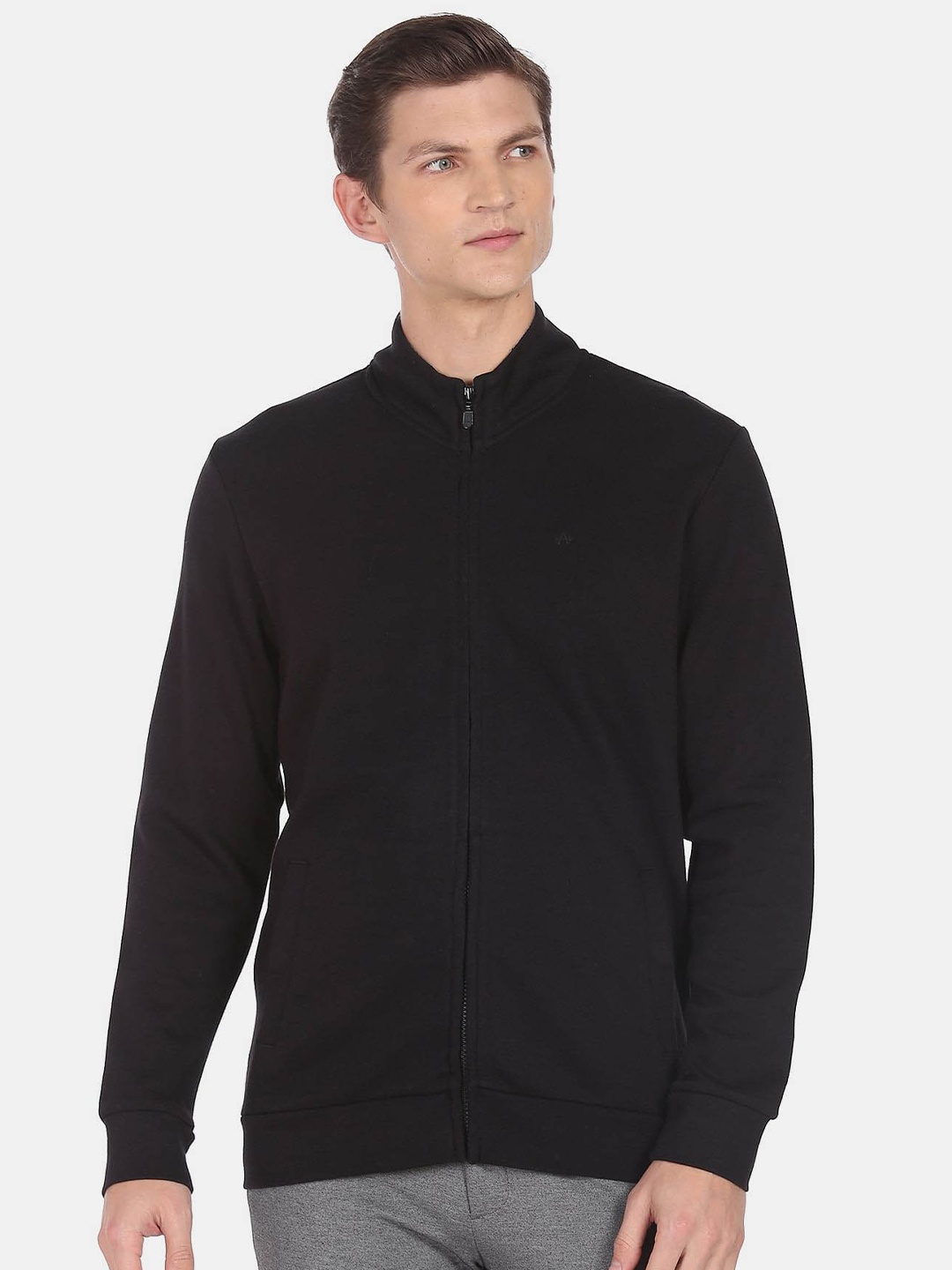 

Arrow Sport High Neck Center Front Open Cardigan, Black
