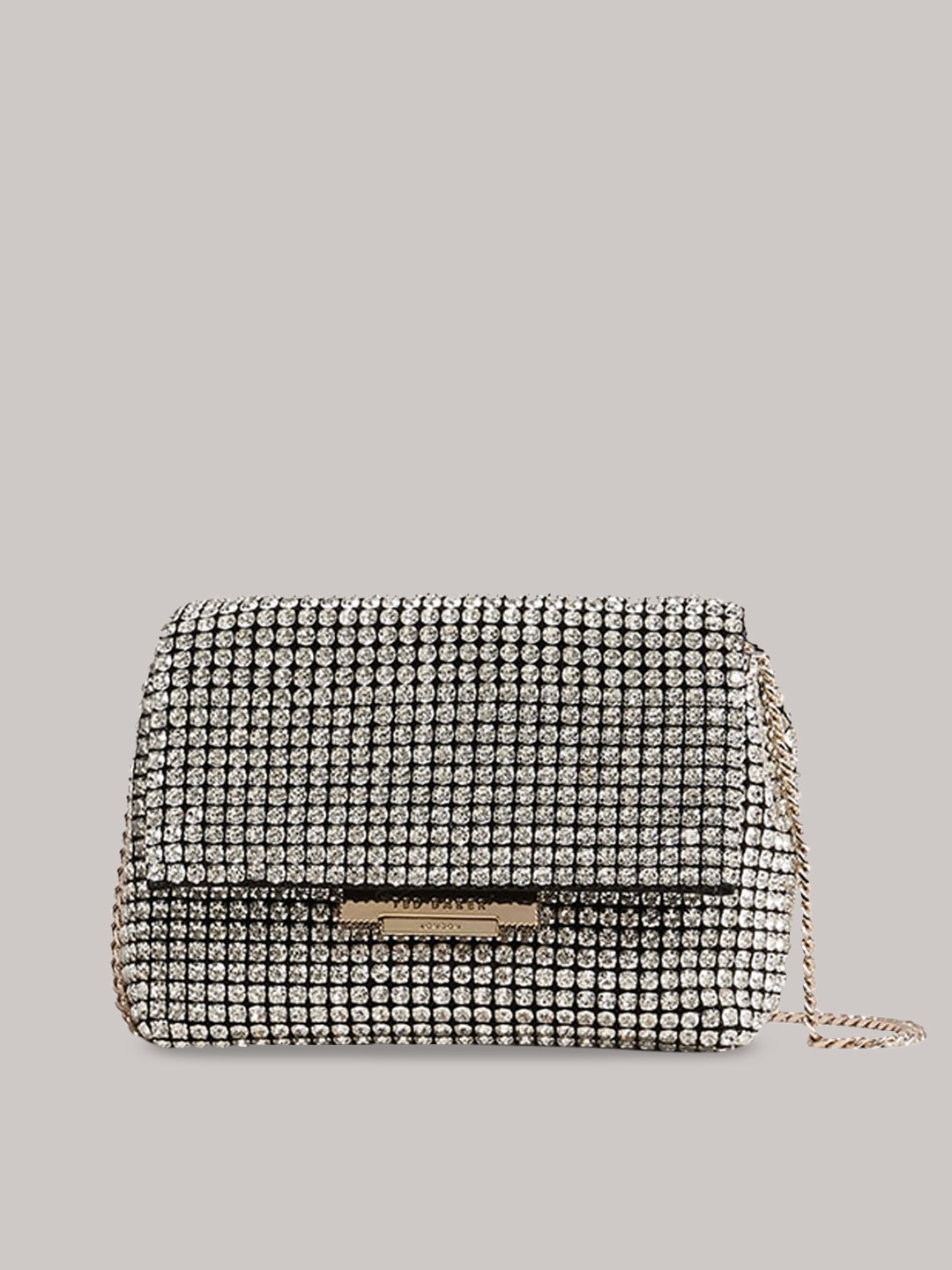

Ted Baker Embellished Structured Sling Bag, Silver