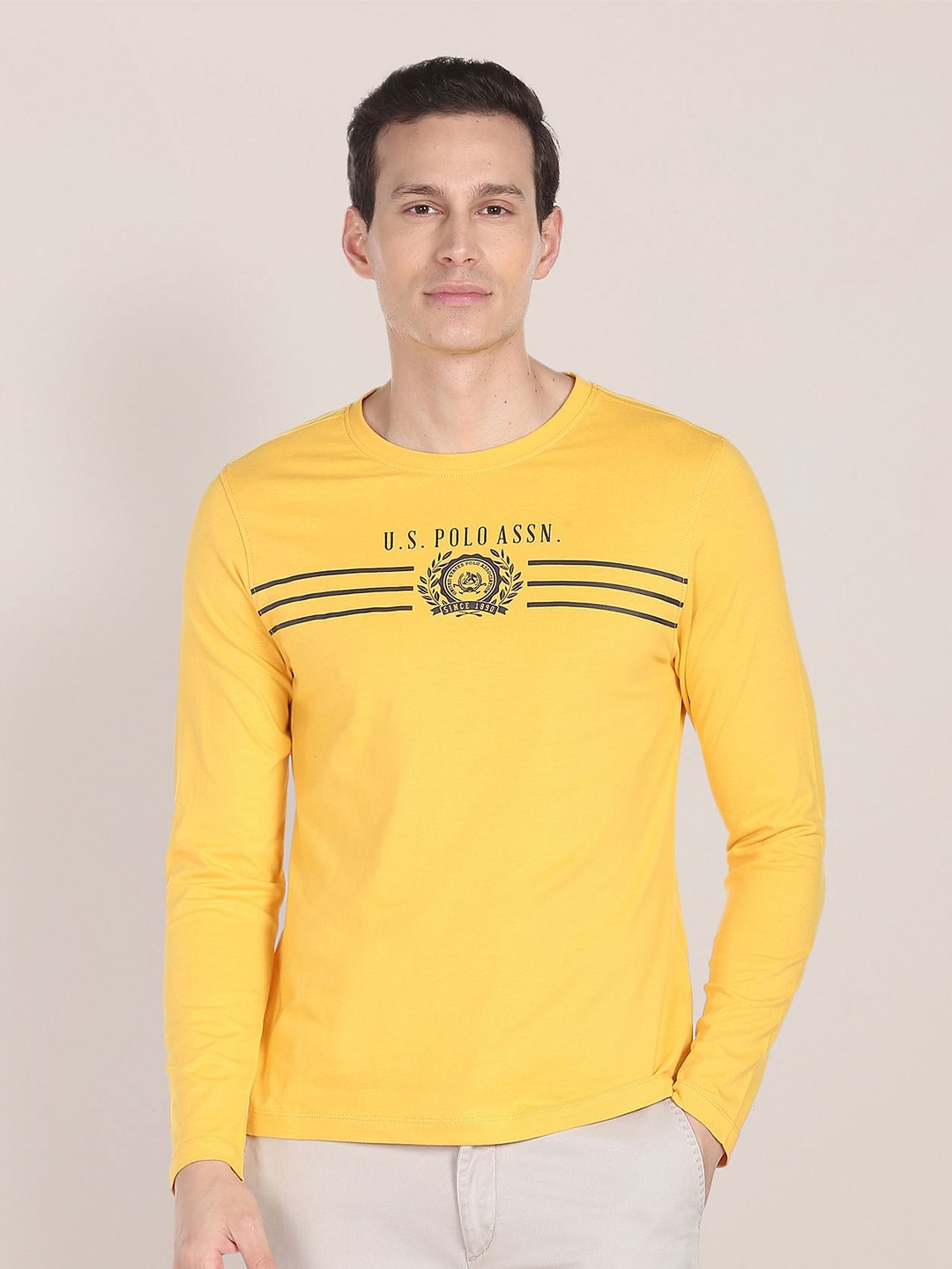 

U.S. Polo Assn. Typography Printed Pure Cotton T-Shirt, Yellow