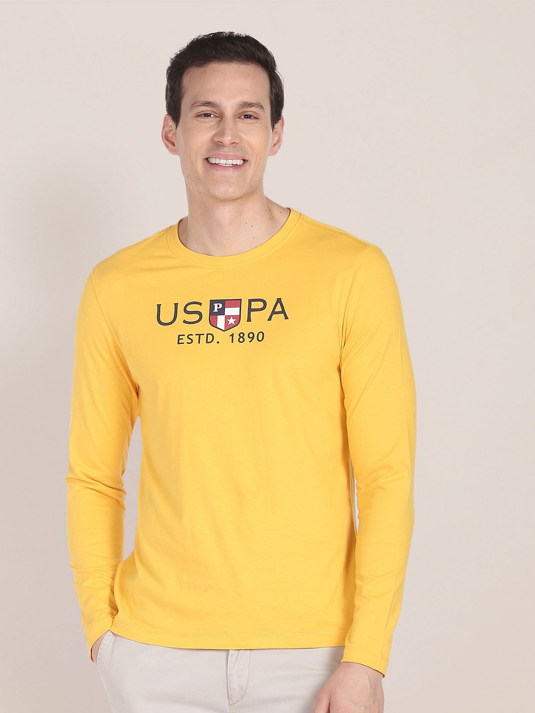 

U.S. Polo Assn. Typography Printed Pure Cotton T-Shirt, Yellow