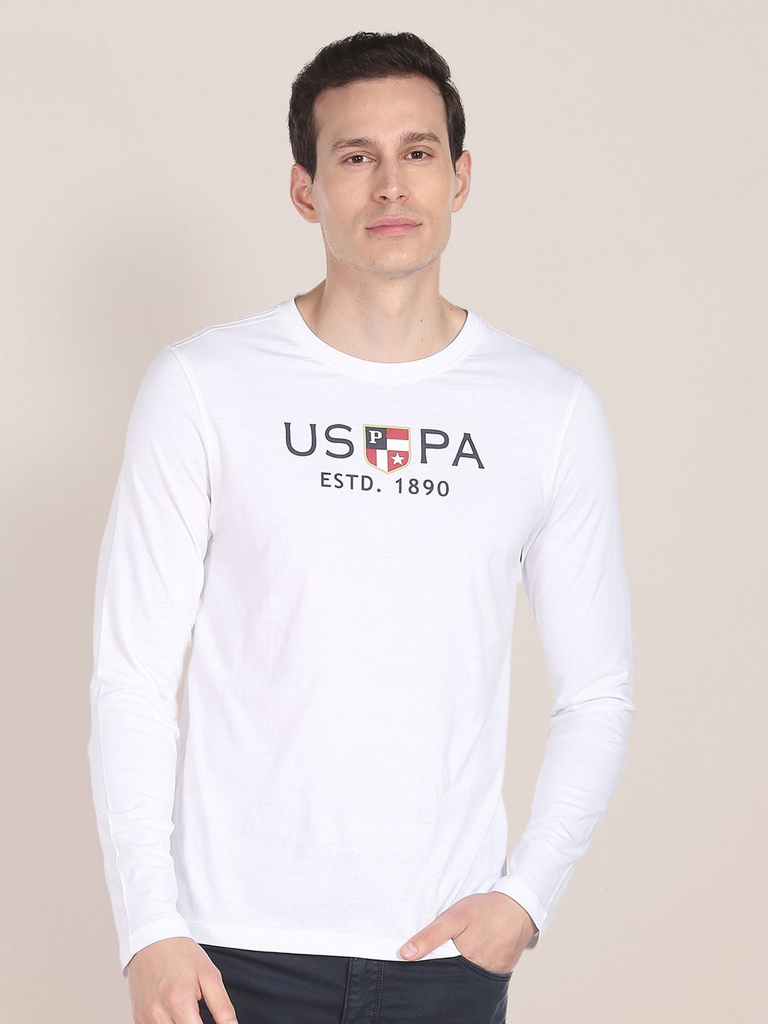 

U.S. Polo Assn. Typography Printed Pure Cotton T-shirt, White