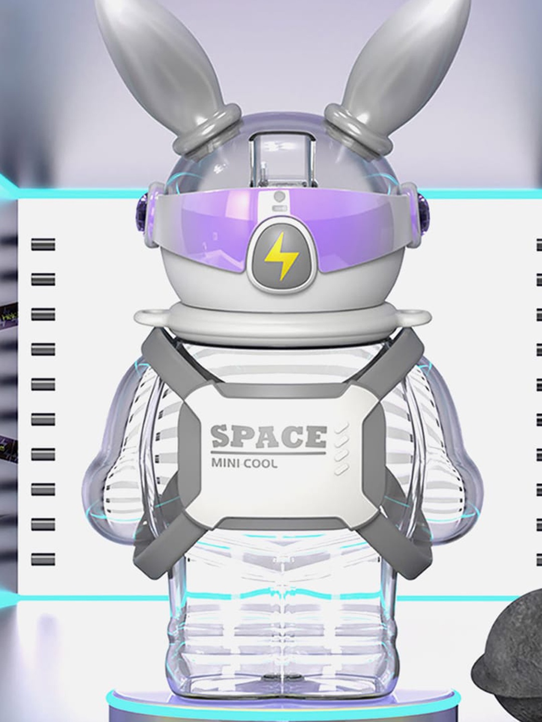 

Little Surprise Box LLP Space Bunny Robo Kids White Water Bottle 1.1L, Silver
