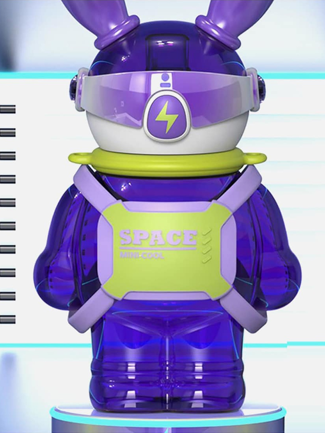 

Little Surprise Box LLP Bunny Robo Plastic Water Bottle 1.1 L, Purple