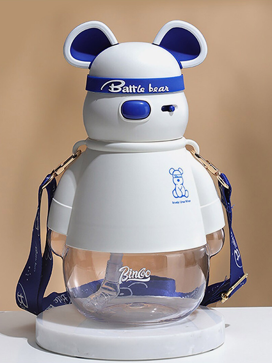 

Little Surprise Box LLP Kids Kelly Jo Bear Plastic Water Bottle 1.1 L, Blue