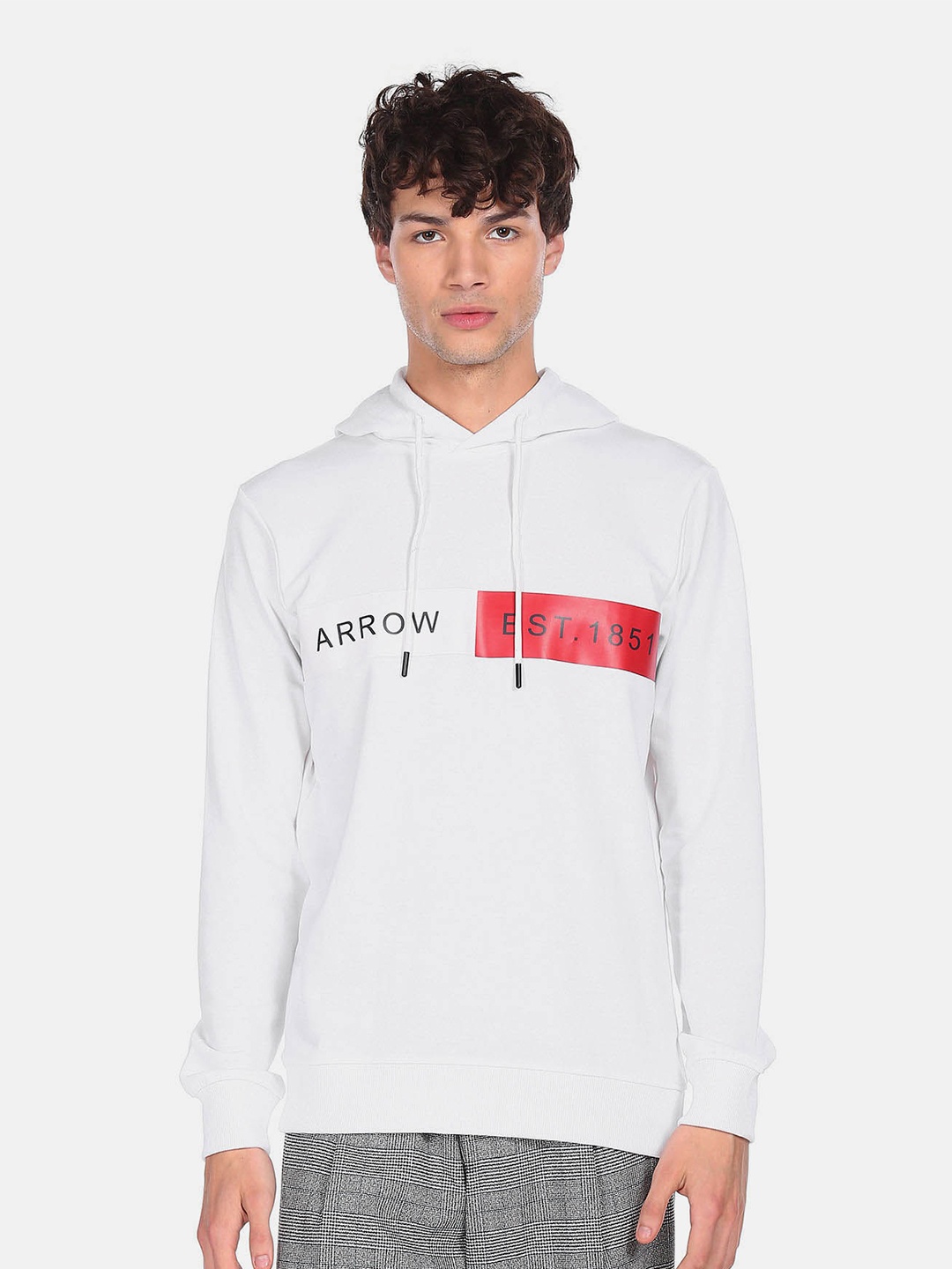 

Arrow Typography Printed Hooded Sweatshirt, White