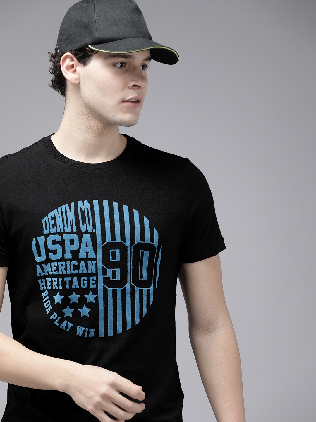 

U.S. Polo Assn. Denim Co. Typography Printed Pure Cotton T-shirt, Black