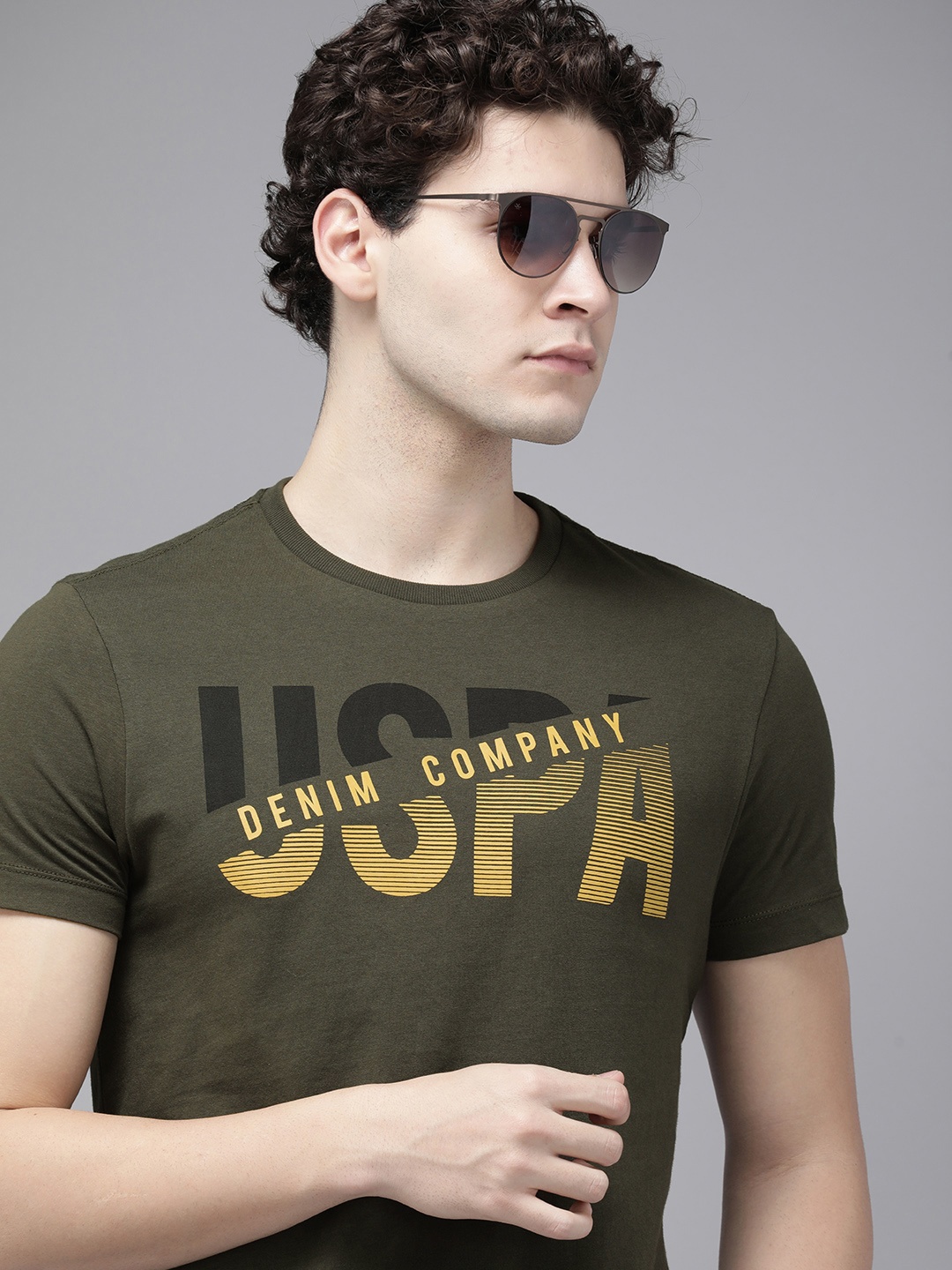 

U.S. Polo Assn. Denim Co. Typography Printed Pure Cotton T-shirt, Olive