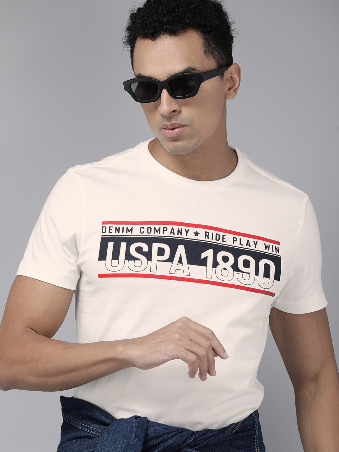 

U.S. Polo Assn. Denim Co. Brand Logo Printed Pure Cotton T-shirt, White